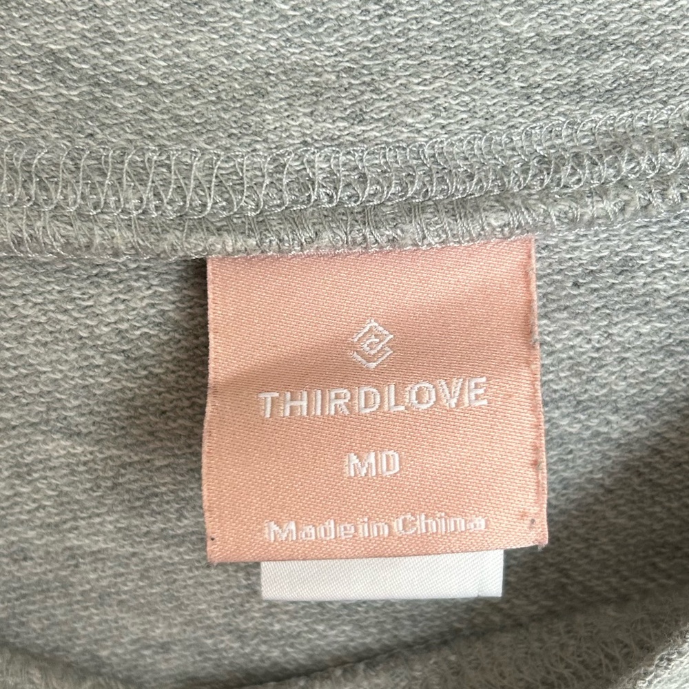 THIRDLOVE Weekend Gray French Terry Crewneck Sweatshirt Lounge Comfy Cabin Sz M - Picture 2 of 13